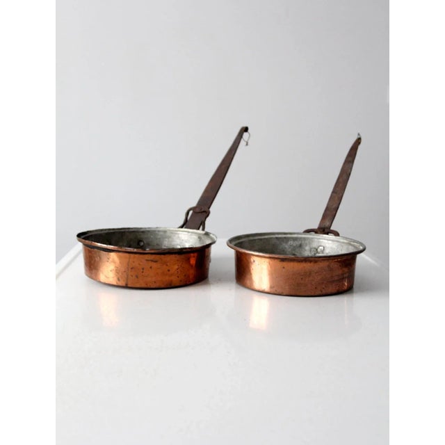 Antique Copper Saute Pans Pair For Sale - Image 13 of 13