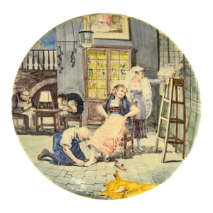 1881-1906 Viuda De Gomez Sevilla Spain Wall Charger, Shoemaker's Shop