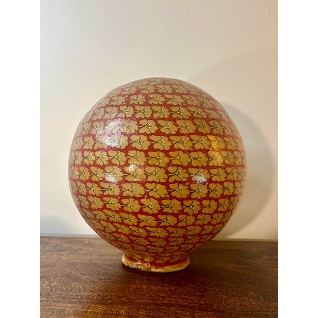 Antique Hand Painted Camel Bladder Lamp Shade Diffuser Folk Art c.1900 For Sale - Image 4 of 8