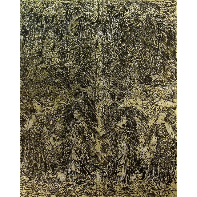 This artwork "Sans Titre II" c.1980 is an original color etching with aquatint on Arches paper by noted French abstract...