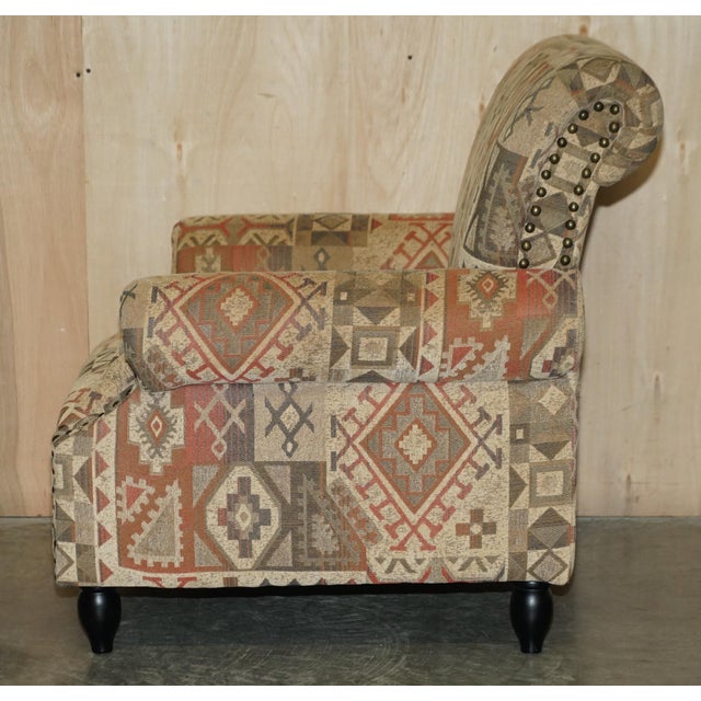Set of George Smith Style Kilim Armchair and Ottoman For Sale - Image 13 of 18
