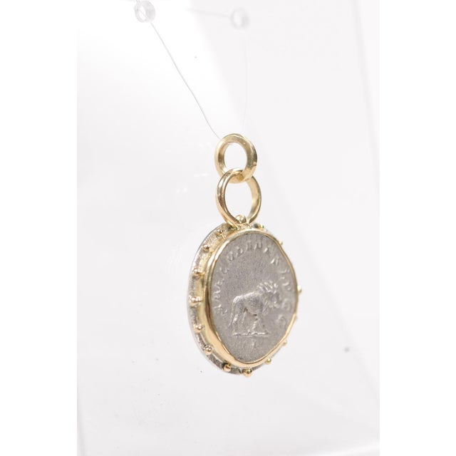 Silver Antoninianus Lion Pendant W 18k Gold For Sale - Image 11 of 13