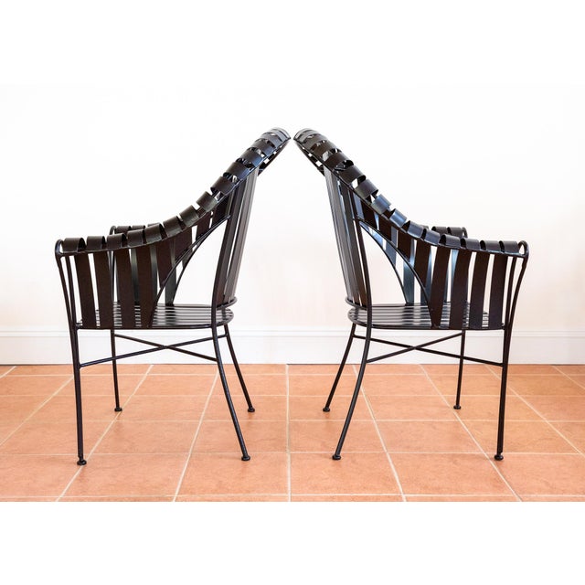 Metal Brutalist Modernist Sculptural Iron Strap Garden Armchairs, 1980s, Set of 2 For Sale - Image 7 of 18