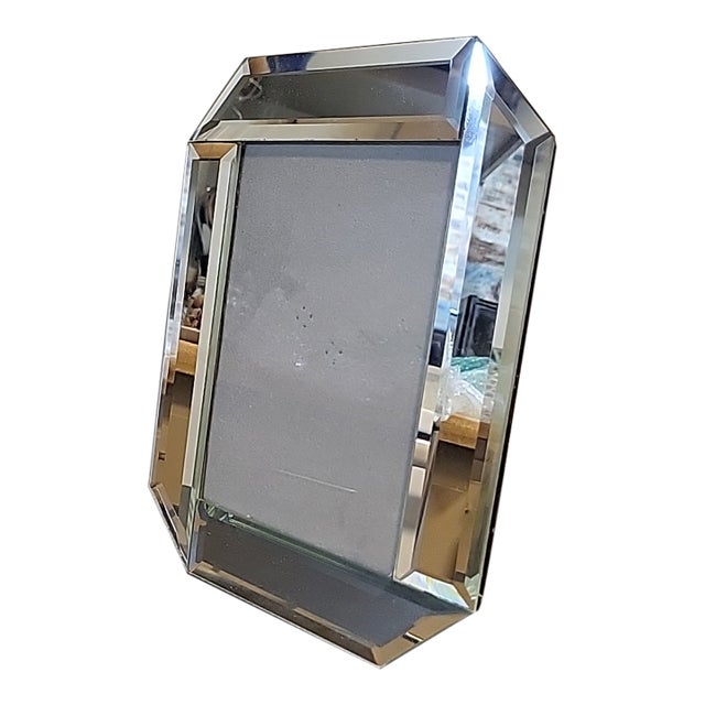 Vintage Art Deco Style Mirrored Picture Frame With Beveled Edge For Sale