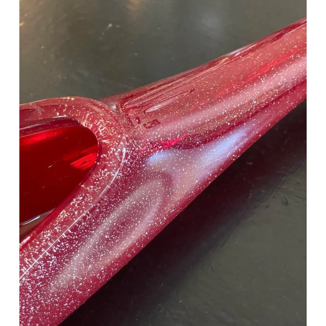 45” Tall Mid Century Modern Italy Aventurine Glass Floor Vase Red With Silver Flecks For Sale - Image 10 of 12