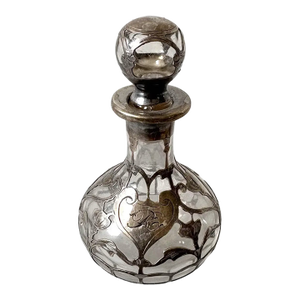 Late 19th Century Sterling Silver and Glass Art Nouveau Perfume Bottle