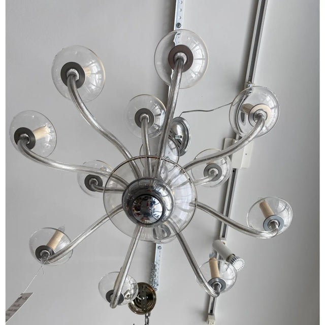 Metal 1940s Chandelier 12 Arm Czechoslovakian Glass For Sale - Image 7 of 13