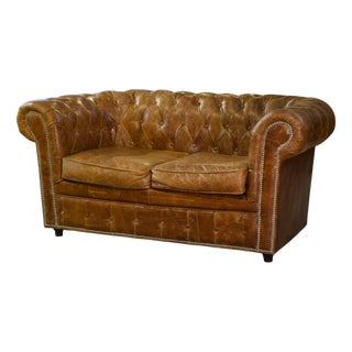 Leather Chesterfield 2-Seater Sofa, 2000s For Sale