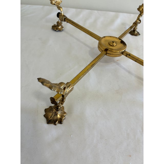 Vintage Mid-Century Modern Adjustable Brass Trivet With Ornate Shell Details For Sale - Image 4 of 7