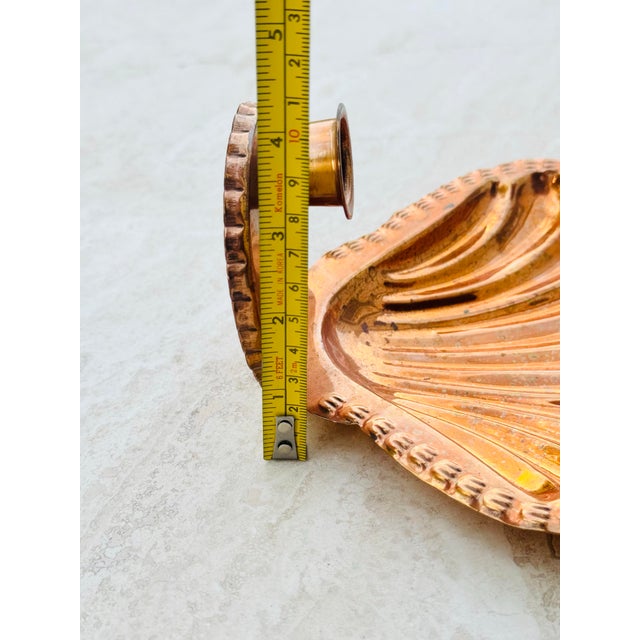 Copper Shell Wall Sconce Candle Holder – Vintage Coastal Glam Nautical Decor For Sale - Image 4 of 8