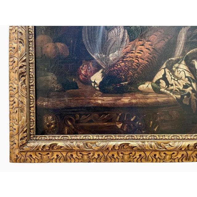 Gold Charles-Louis Malapeau, Still Life with Hunting Trophies, Oil on Canvas For Sale - Image 8 of 11