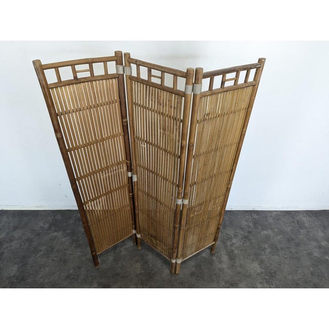 Vintage Screen in Split Bamboo For Sale - Image 3 of 6