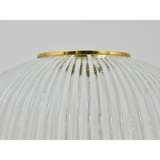 Metal Large German Flushmount in Striped Bubble Glass and Brass from Limburg, 1970s For Sale - Image 7 of 18