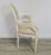 Wood Ethan Allen Louis XVI French Striped Style Oval Back Armchairs in Distressed White Finish For Sale - Image 7 of 13