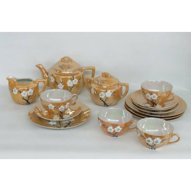 Mid 20th Century Cherry Blossom Japanese Lusterware Hand Painted 15