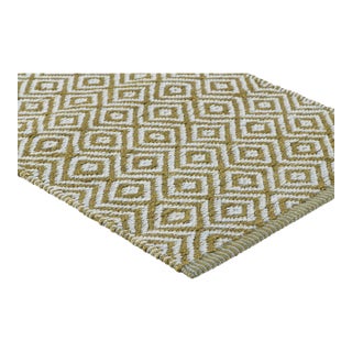 Part & Parcel Goods Textured Diamond Runner, 2’6”x8', Moss and Pale Blue For Sale