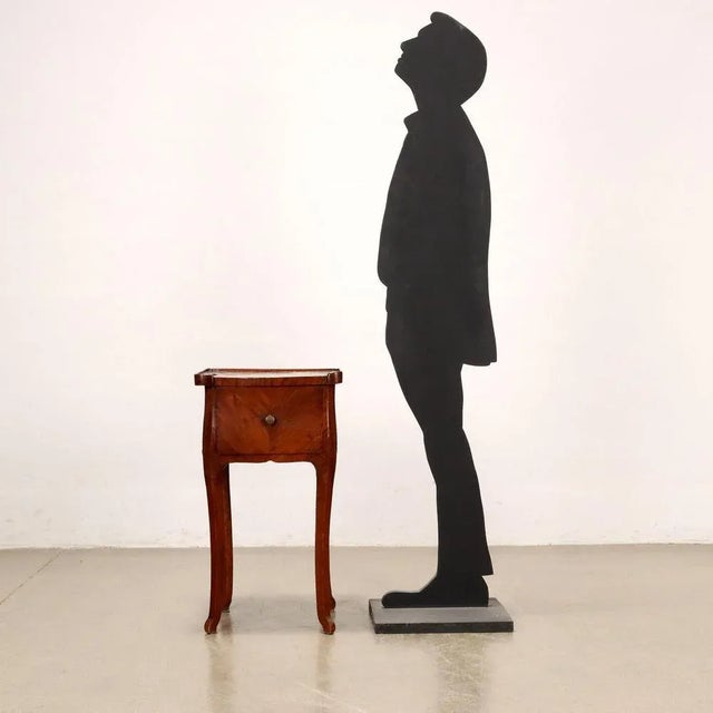 Baroque Gueridon with open finish, supported by tall, slightly wavy legs, has a drawer on the front and an upper tray...