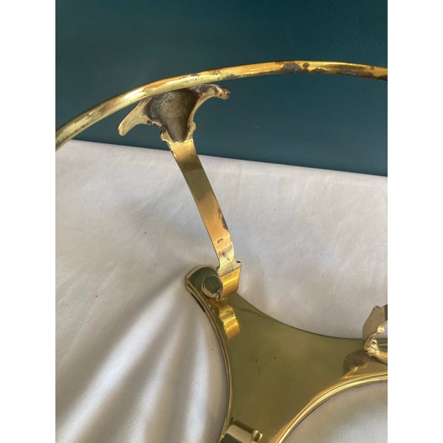 Hollywood Regency Brass Ram Head Footed Glass Bowl For Sale In Oklahoma City - Image 6 of 6