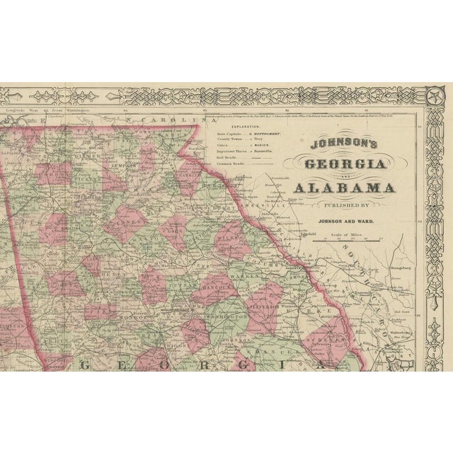 Paper Civil War Map of Georgia and Alabama with Coastal Focus, 1864 For Sale - Image 7 of 10