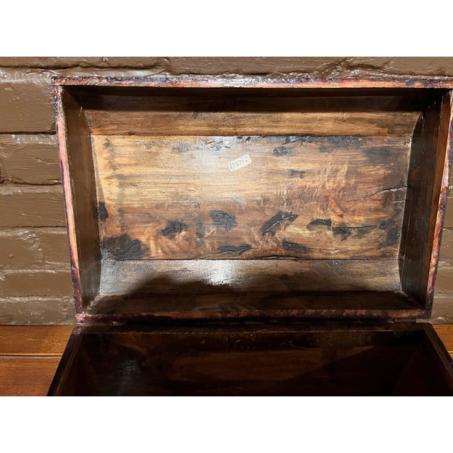 Vintage Chinese Cultural Revolution Relief Lacquer Trunk Box Raised Pomegranate For Sale In San Francisco - Image 6 of 12