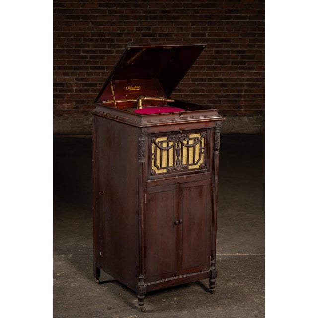 Sears, Roebuck & Compnay Antique Silvertone Floor Phonograph Cabinet With Records For Sale - Image 4 of 12