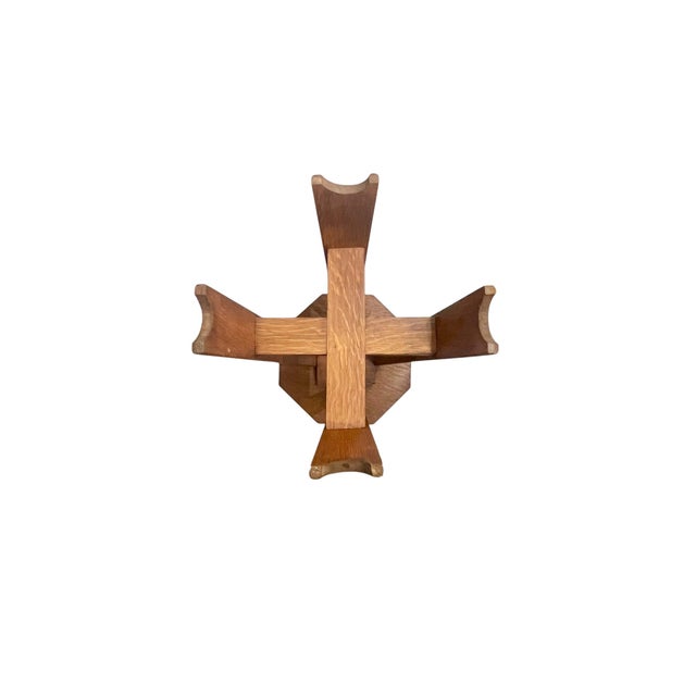 Antique Oak Folk Art Arts and Crafts Mission Table For Sale - Image 15 of 16