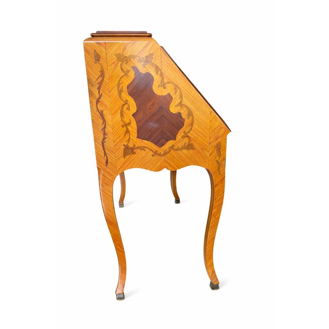 Wood Secretary Desk with Inlays, 1890s For Sale - Image 7 of 8