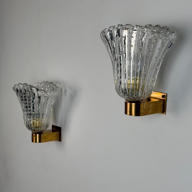 Bullicante Murano Glass Wall Sconces from Seguso, 1940s, Set of 2 For Sale - Image 11 of 18