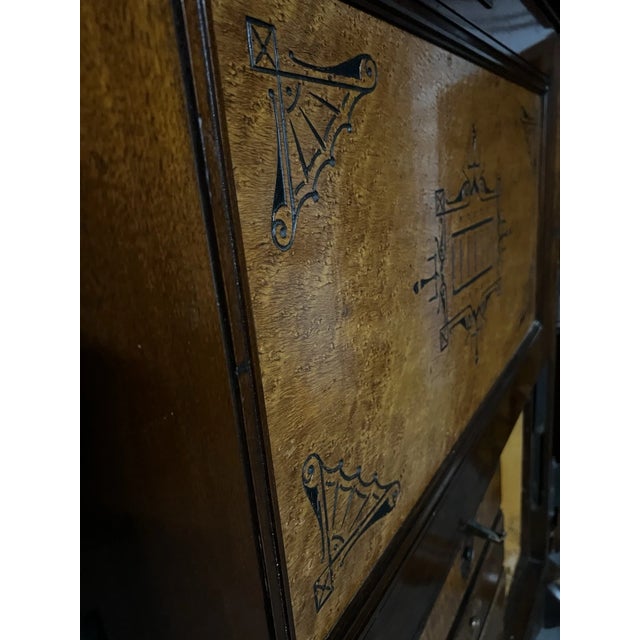 19th Century Antique Wooton Patent Secretary Desk in Burl Walnut For Sale - Image 12 of 18