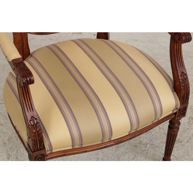 Louis XVI Style Mahogany Open Arm Fauteuil Chair For Sale - Image 10 of 18