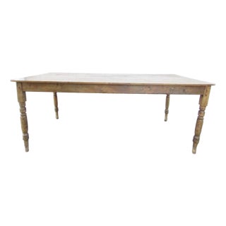 Antique English Rustic Pine Farm Table For Sale