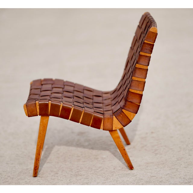 1950s Mid Century Modern 654w Jens Risom Knoll Leather Strap Lounge Chair Chairish