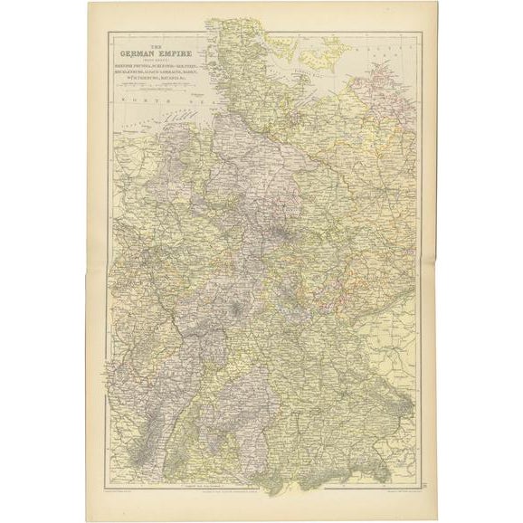 Antique Map of the German Empire, West Sheet, 1882 For Sale