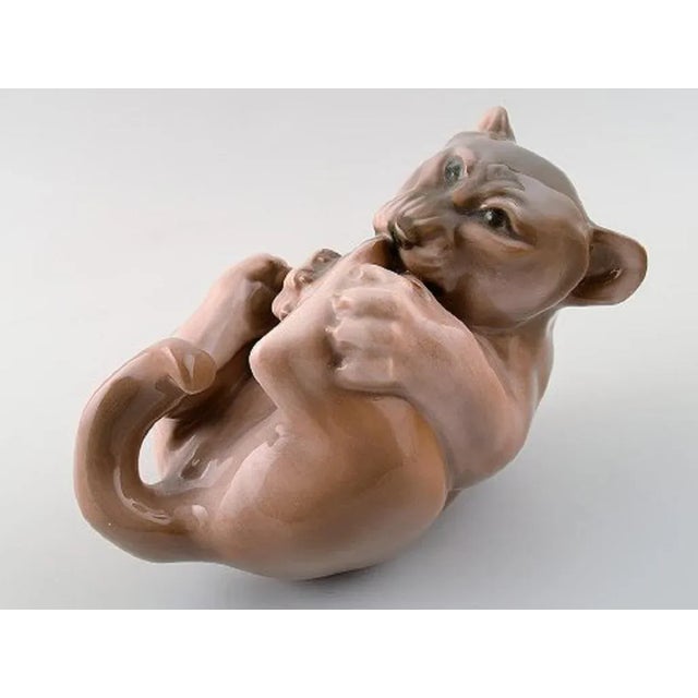 Royal Copenhagen. Lion cub in porcelain Number 2596. Measures 10 x 15 cm. In perfect condition. 1st. factory quality.