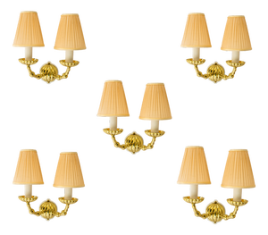 Art Deco Wall Lamps with Fabric Shades, Vienna, 1920s, Set of 5