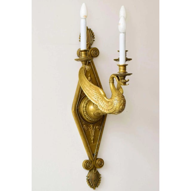 Very large and heavy wall lamp with swan figure, excellent original condition very beautiful and nice patina, very fine...