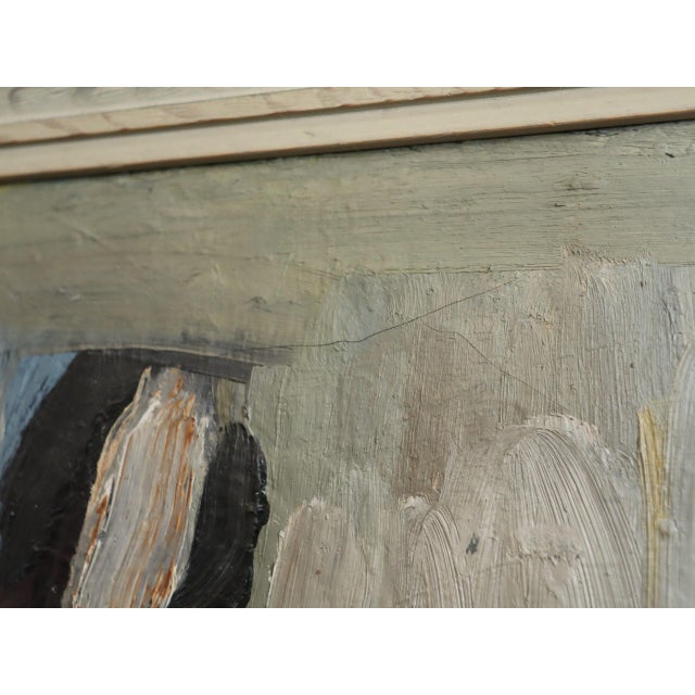 Black Mid-Century Modern 'Presence in Shadow' Vintage Original Abstract Figurative Oil Painting, Framed For Sale - Image 8 of 12