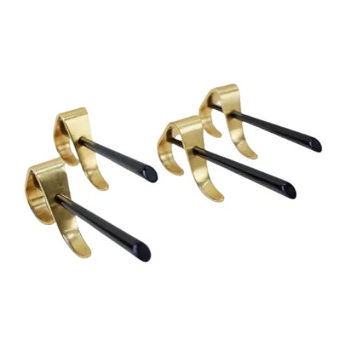Mid-Century Austrian Wall Hooks in Brass by Carl Auböck, 1950s, Set of 4 For Sale
