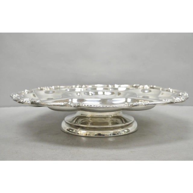 Mid 20th Century Vintage Victorian Silver Plated Lazy Susan Revolving Serving Platter Party Tray For Sale - Image 5 of 14