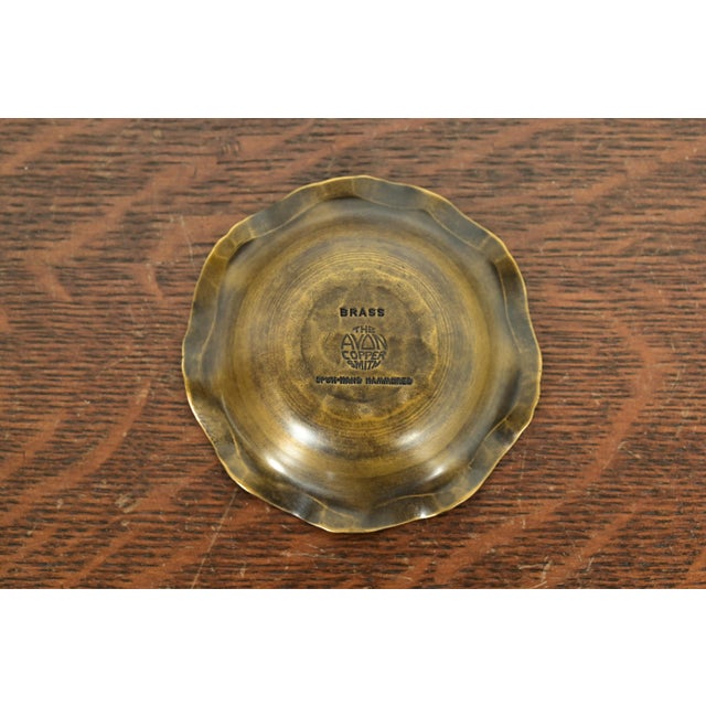 Metal Arthur Cole for Avon Coppersmith Arts & Crafts Hammered Brass Ruffled Edge Ashtray or Catchall, 1930s For Sale - Image 7 of 10