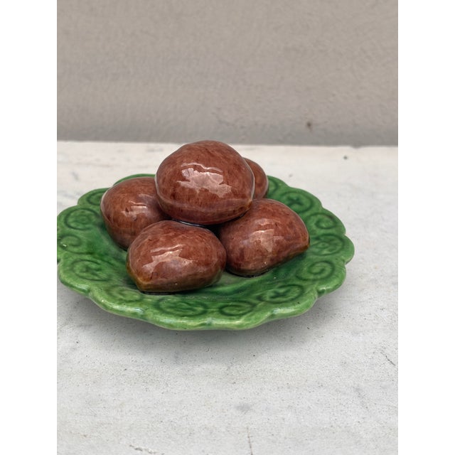Rustic Small Portuguese Majolica Palissy Chesnuts Platter Caldas Da Rainha For Sale - Image 3 of 4