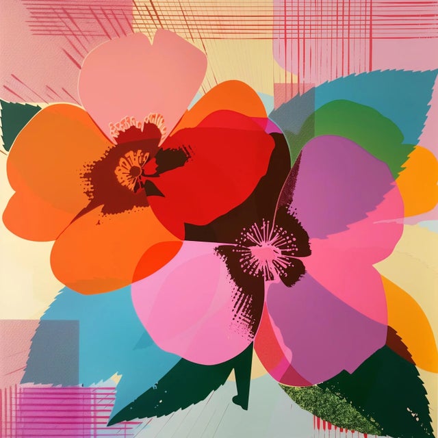Set of 4 - Framed Art Wall Installation 40' X 40' - 'Pop Art Flowers' #3 - Limited Edition Botanical Photograph Prints in the Style of Andy Warhol For Sale - Image 6 of 10