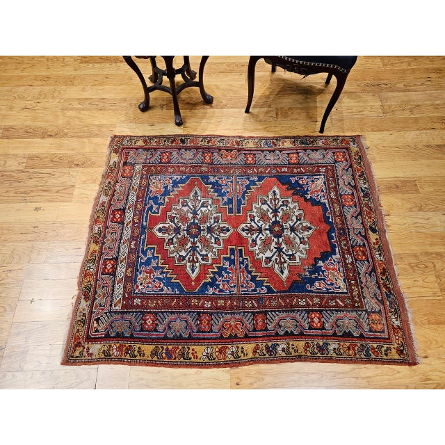 Textile 19th Century Handwoven Anatolian Village Rug, Caucasian Design Wool, 4' x 5' For Sale - Image 7 of 18