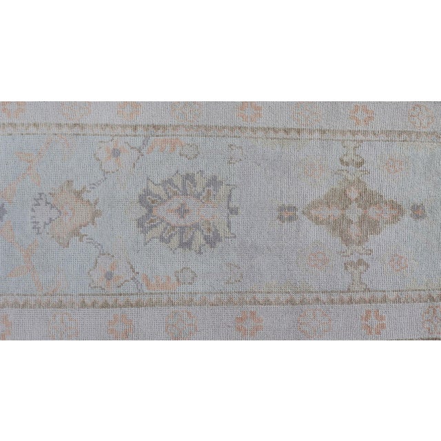Long Turkish Oushak Runner in Ivory With Faded Green and Terracotta 2'10 X 21'0 For Sale - Image 10 of 13