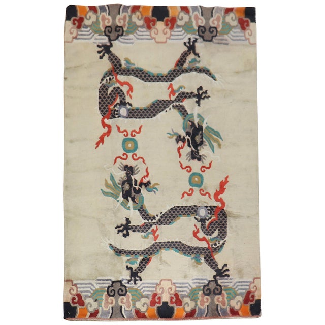 Dragon Tibetan Vintage Rug For Sale - Image 10 of 18