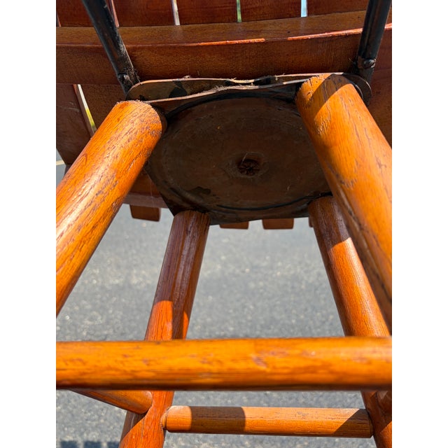 Wood Pair Original MCM Arthur Umanoff Style Wood Slat Stools For Sale - Image 7 of 7