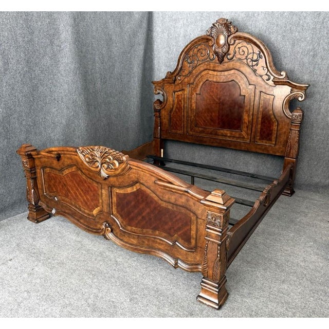 This Michael Amini Windsor Court king size bed frame showcases an opulent, Old World design with richly figured wood,...