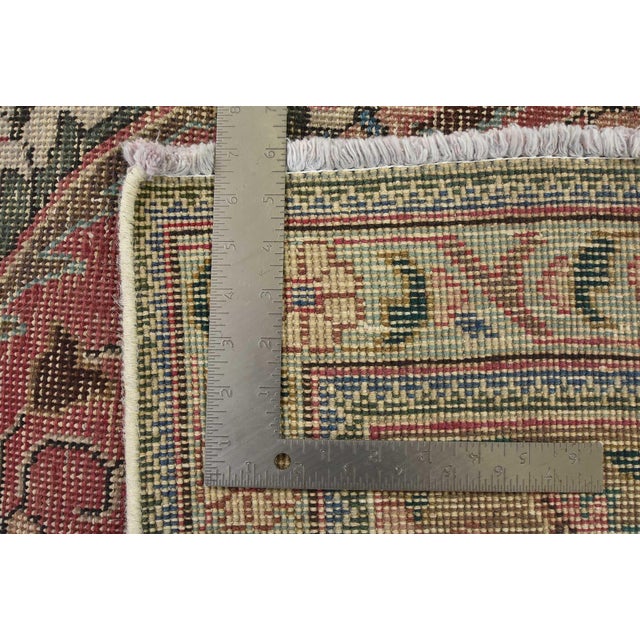 Tabriz Rug 9’5” X 12’11” Pink Wool Vintage Distressed Hand-Knotted Carpet For Sale - Image 15 of 15
