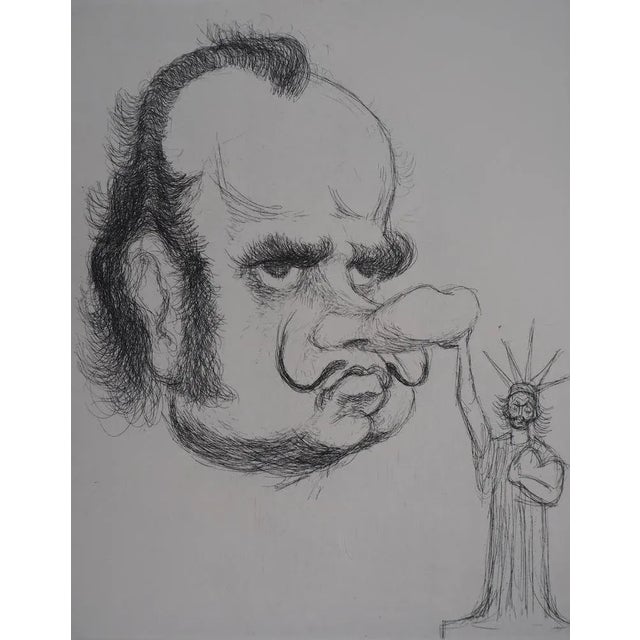 Tim (Louis Mitelberg said, 1919-2002) Dali as Richard Nixon Original etching on wove paper Signed in pencil On Arches...