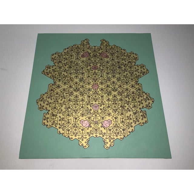 Pareidolia Labyrinth Origami Fractal Face Optical Illusion Canvas Painting, Anthropomorphic Geometry For Sale In Reno/Lake Tahoe - Image 6 of 10